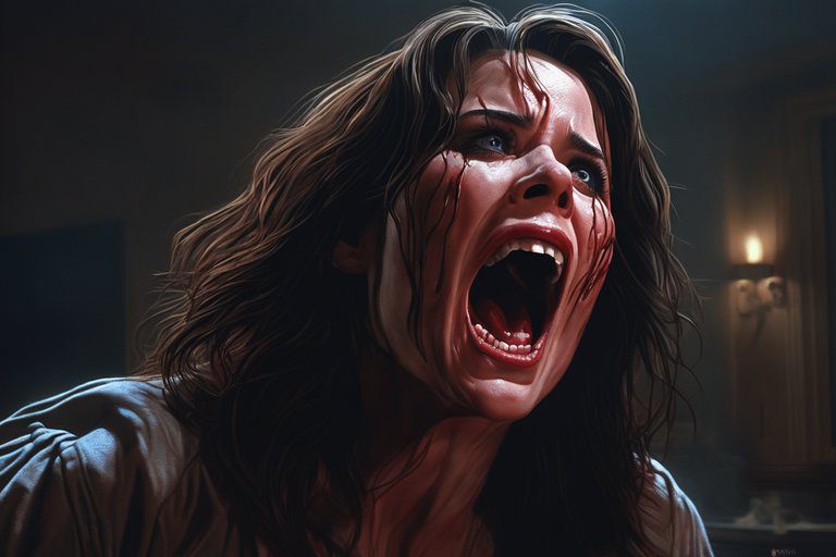 Neve Campbell in Scream detailed AI artwork