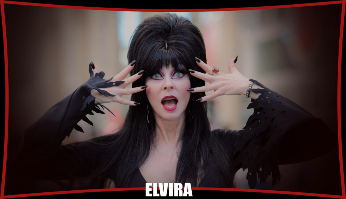 The very sexy Elvira Scream Queen Black Fingernails and sleek black dress best mistress of the dark picture