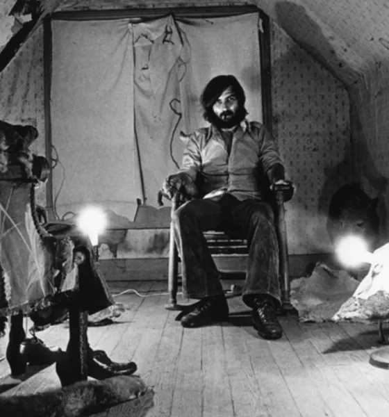 Tobe Hooper on set of texas chainsaw in 1974