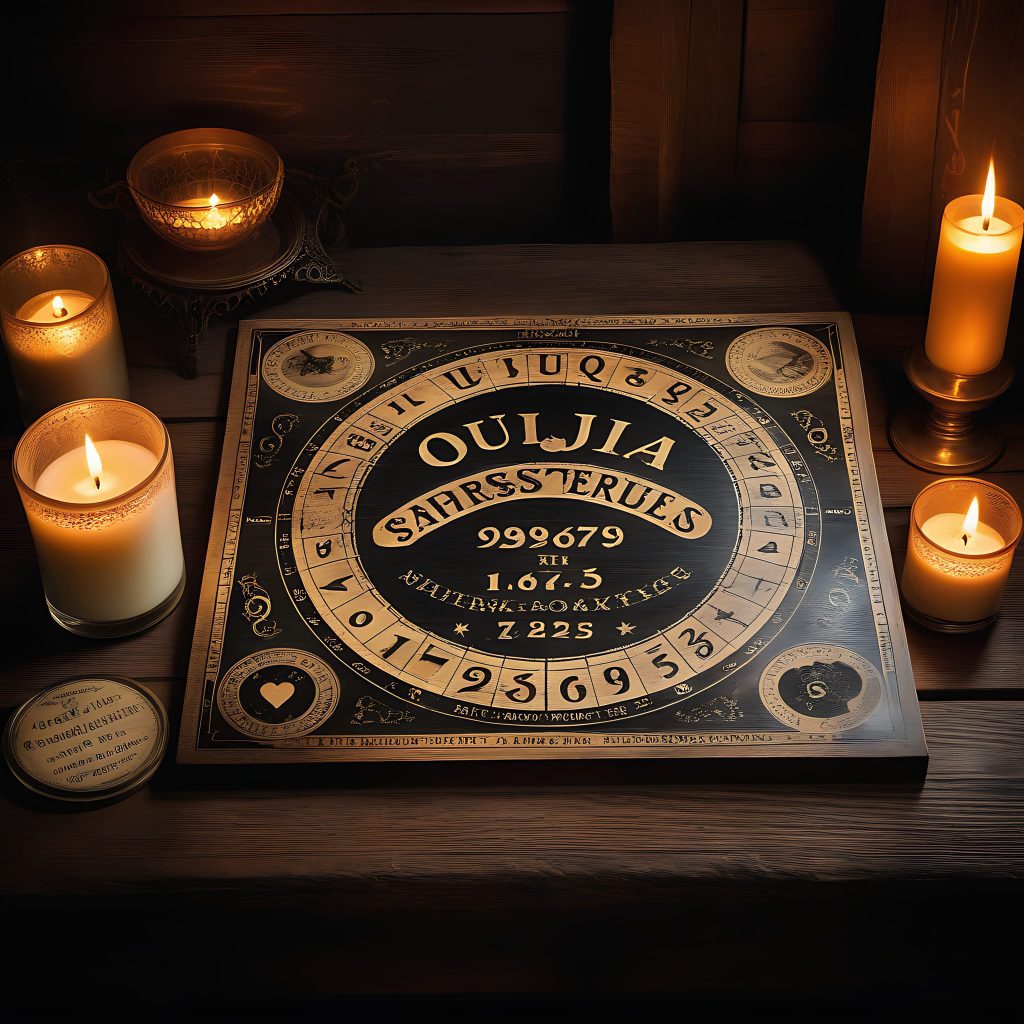 A black wood Ouija Board