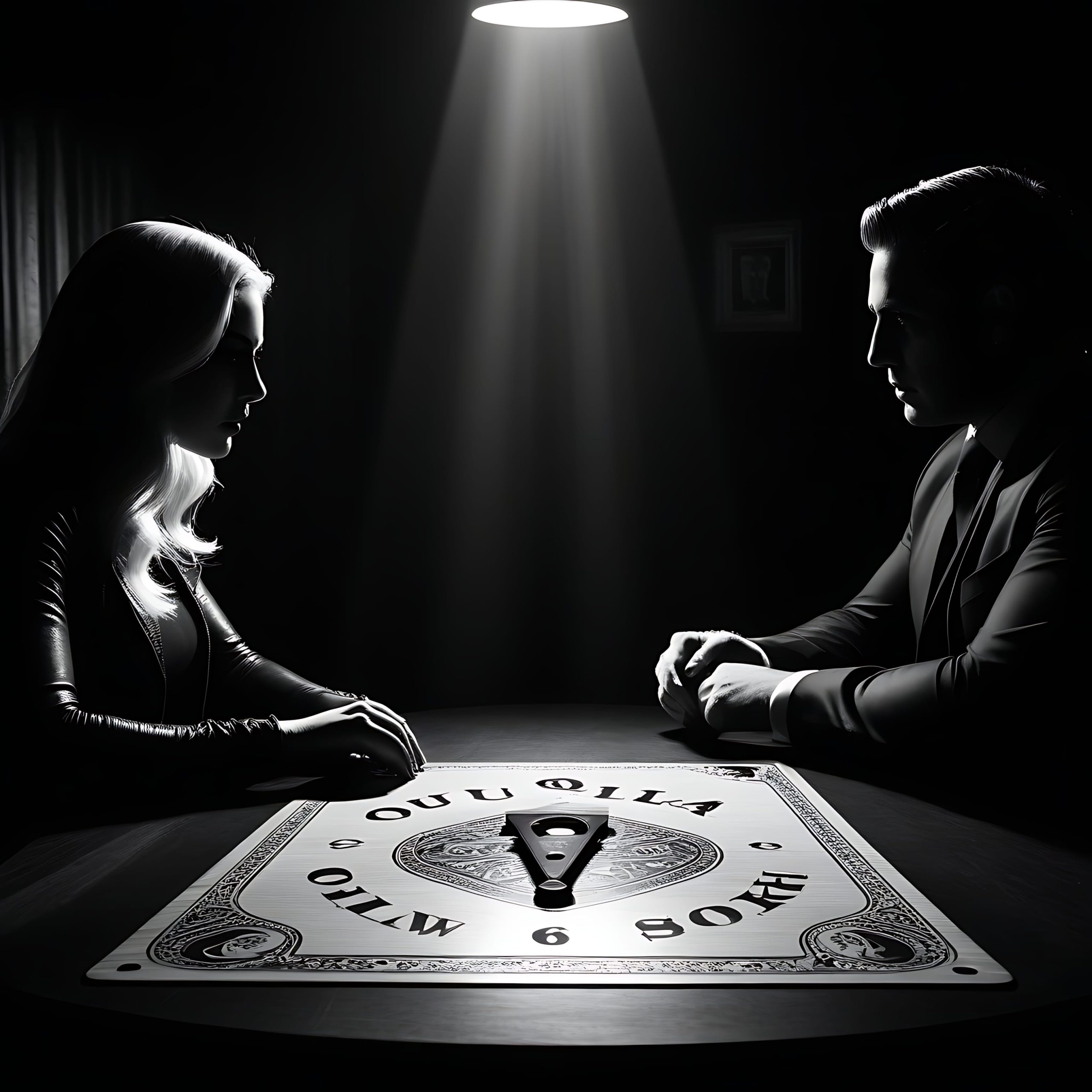 two people performing a ritual with a Ouija Board