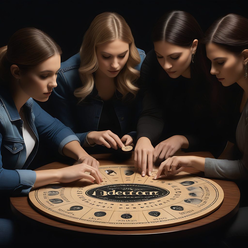 teenage girls playing with a Ouija Board
