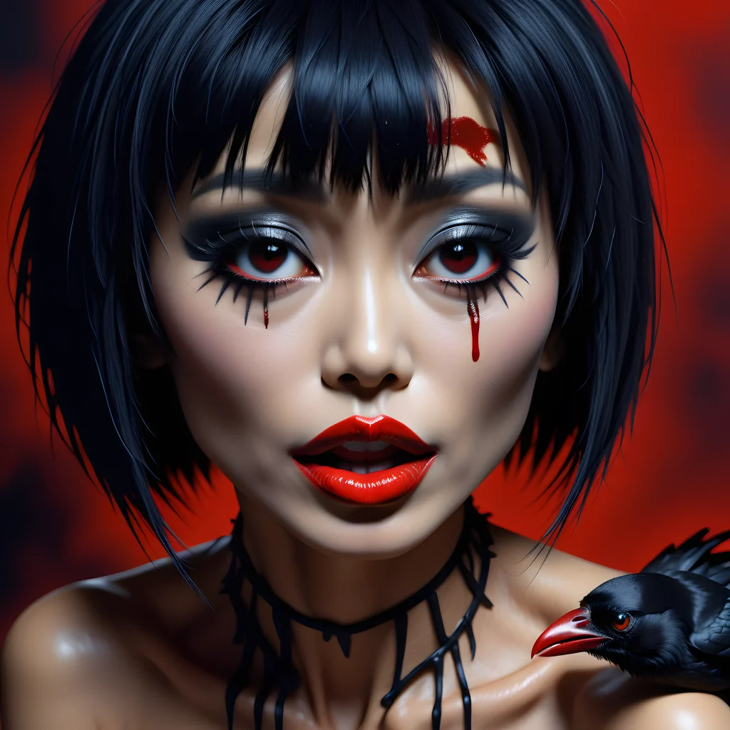 Actress Bai Ling fully immersed in her role as the vengeful Myca from The Crow