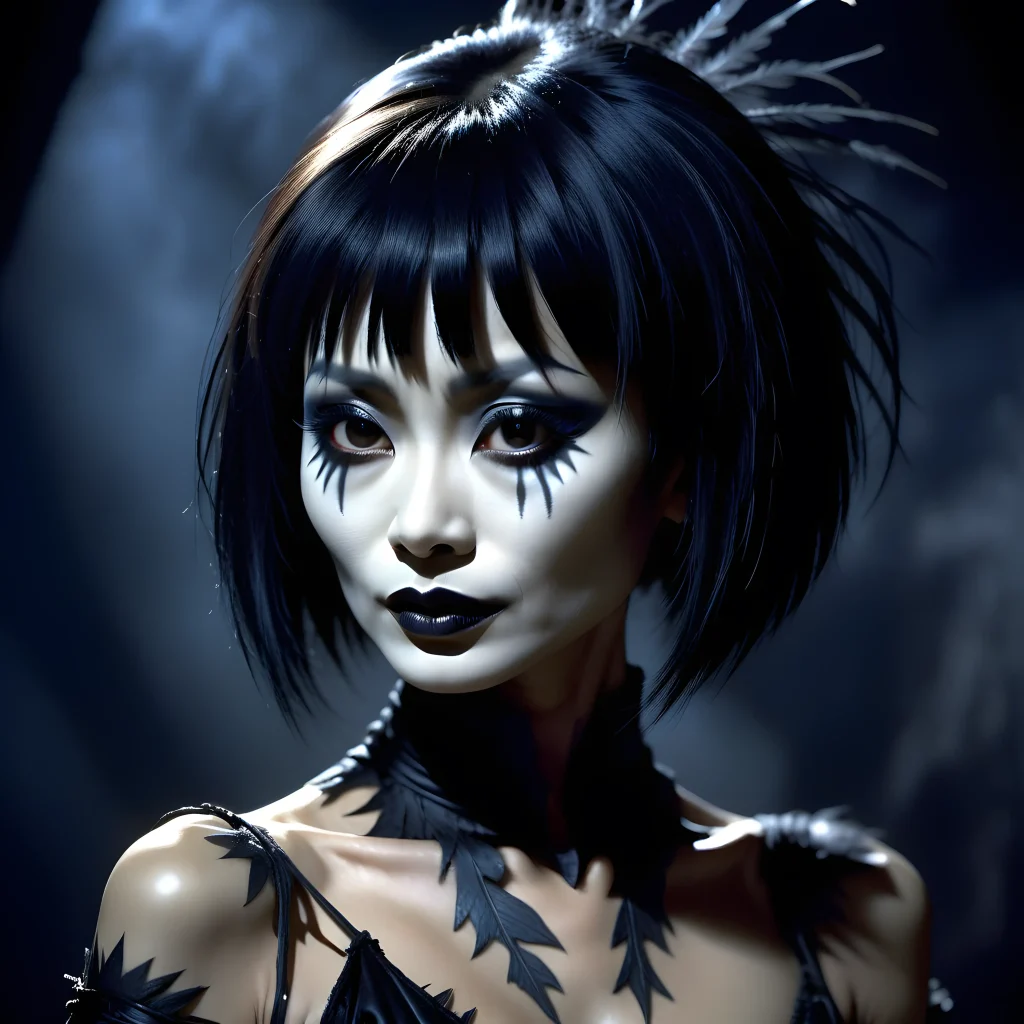 Haunting beauty of Bai Ling in Crow makeup