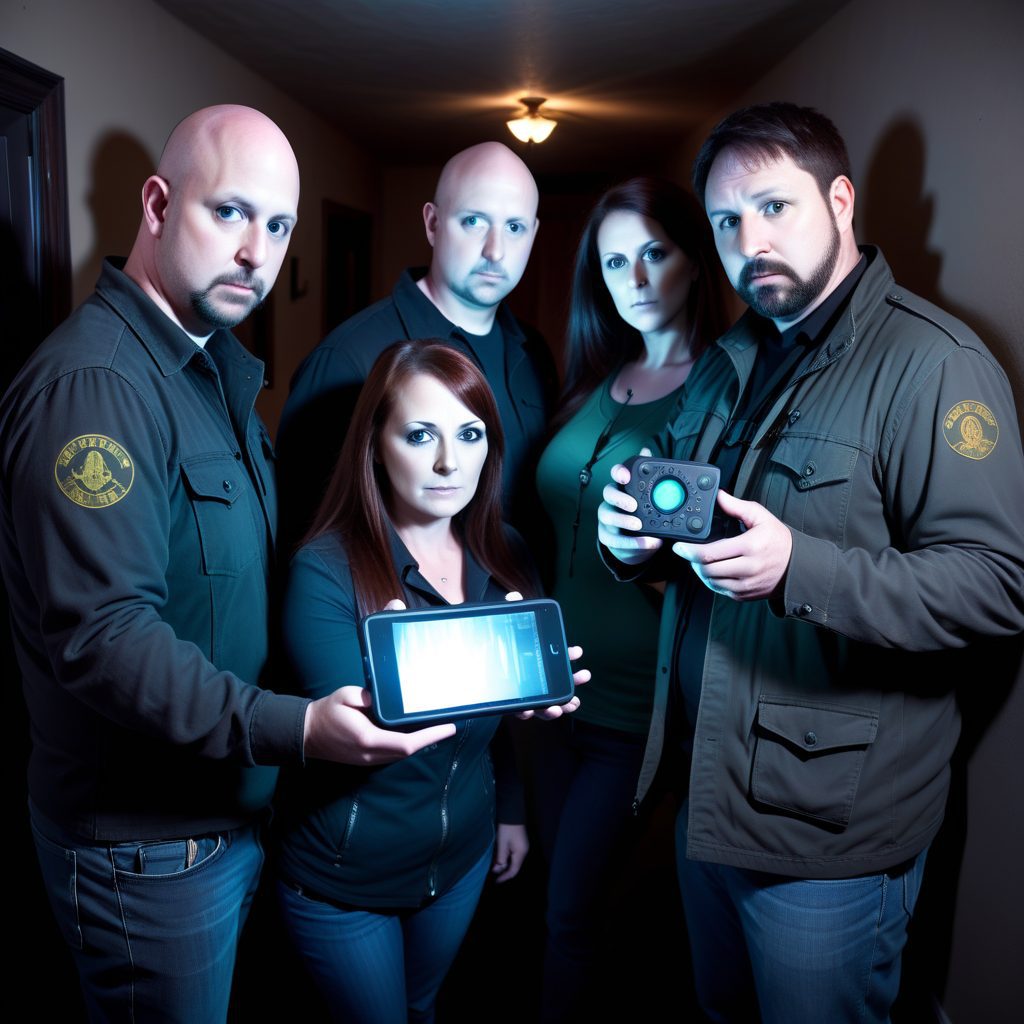 A group of ghost hunters helping a family
