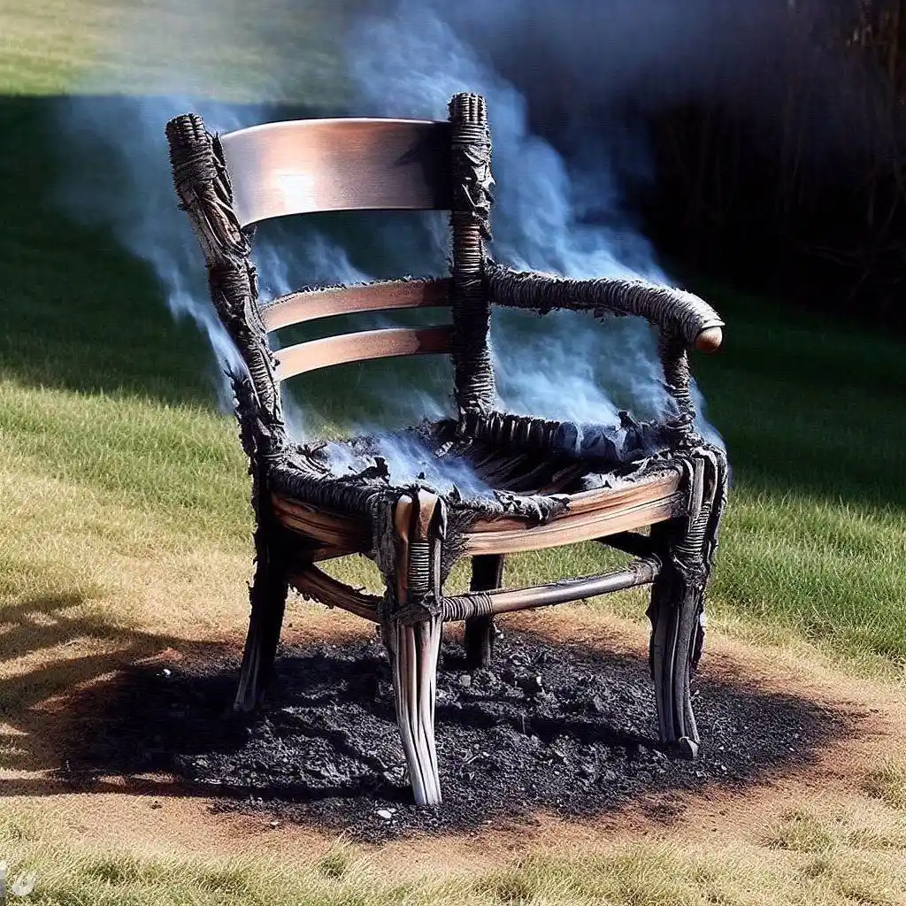 A chair remaining from Spontaneous Human Combustion