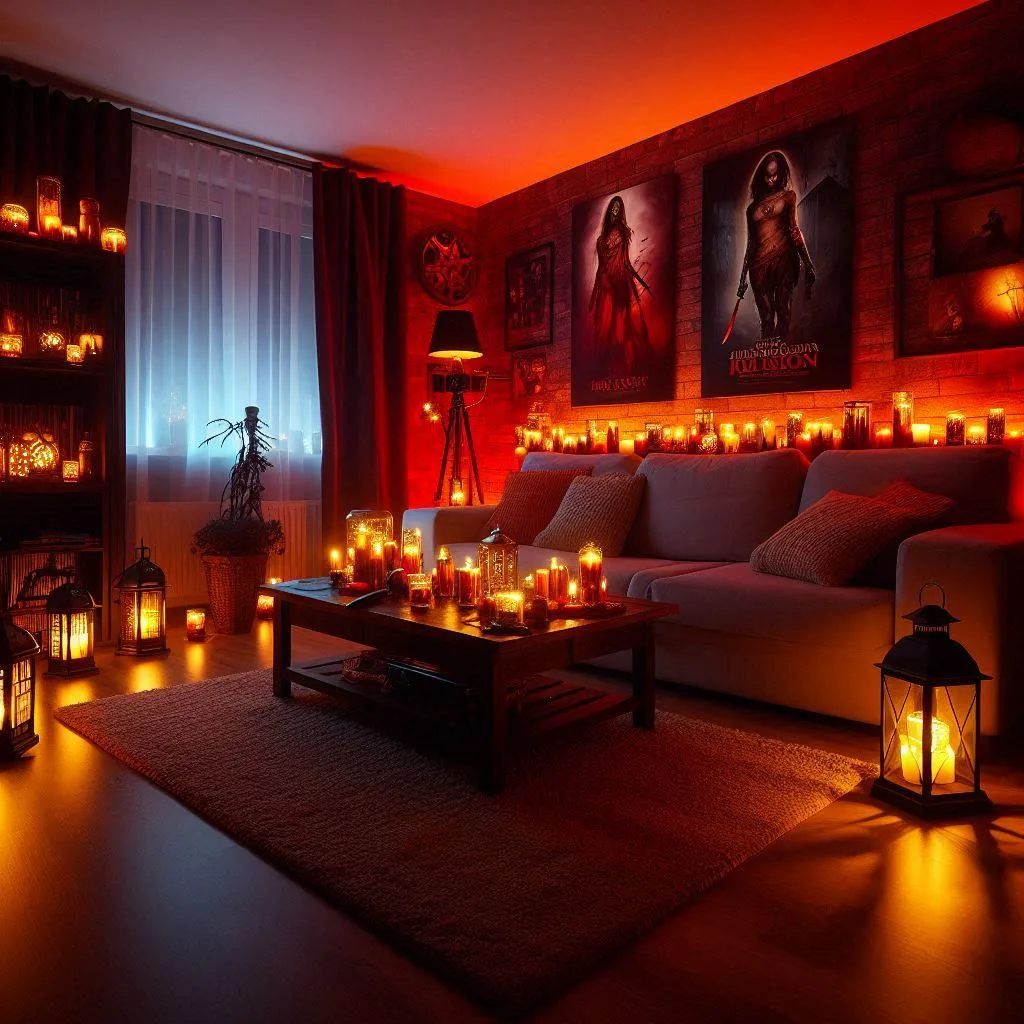 Setup the viewing arena with lights for your horror movie marathon